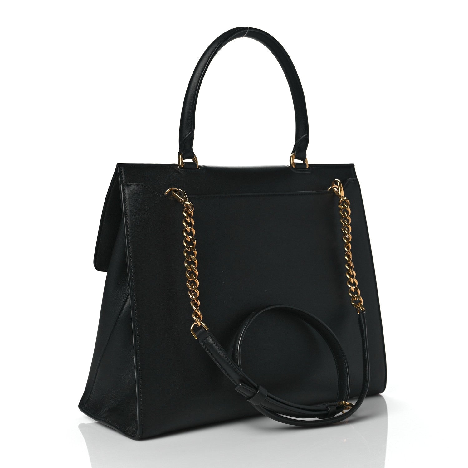 Salvatore Ferragamo Calfskin Trifolio Top Handle Bag Black 2 of 9