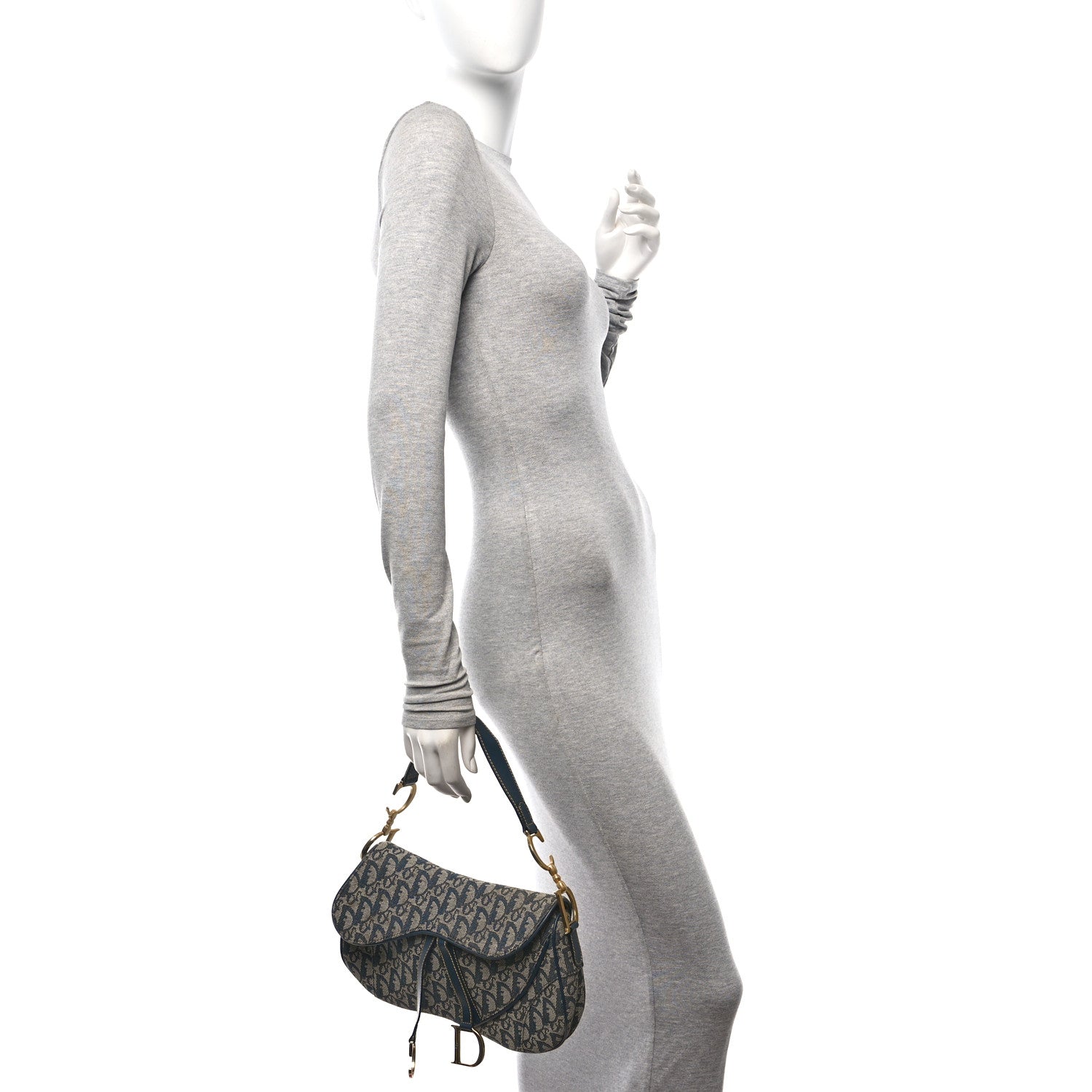 Christian Dior Monogram Double Saddle Bag Navy Blue 2 of 12