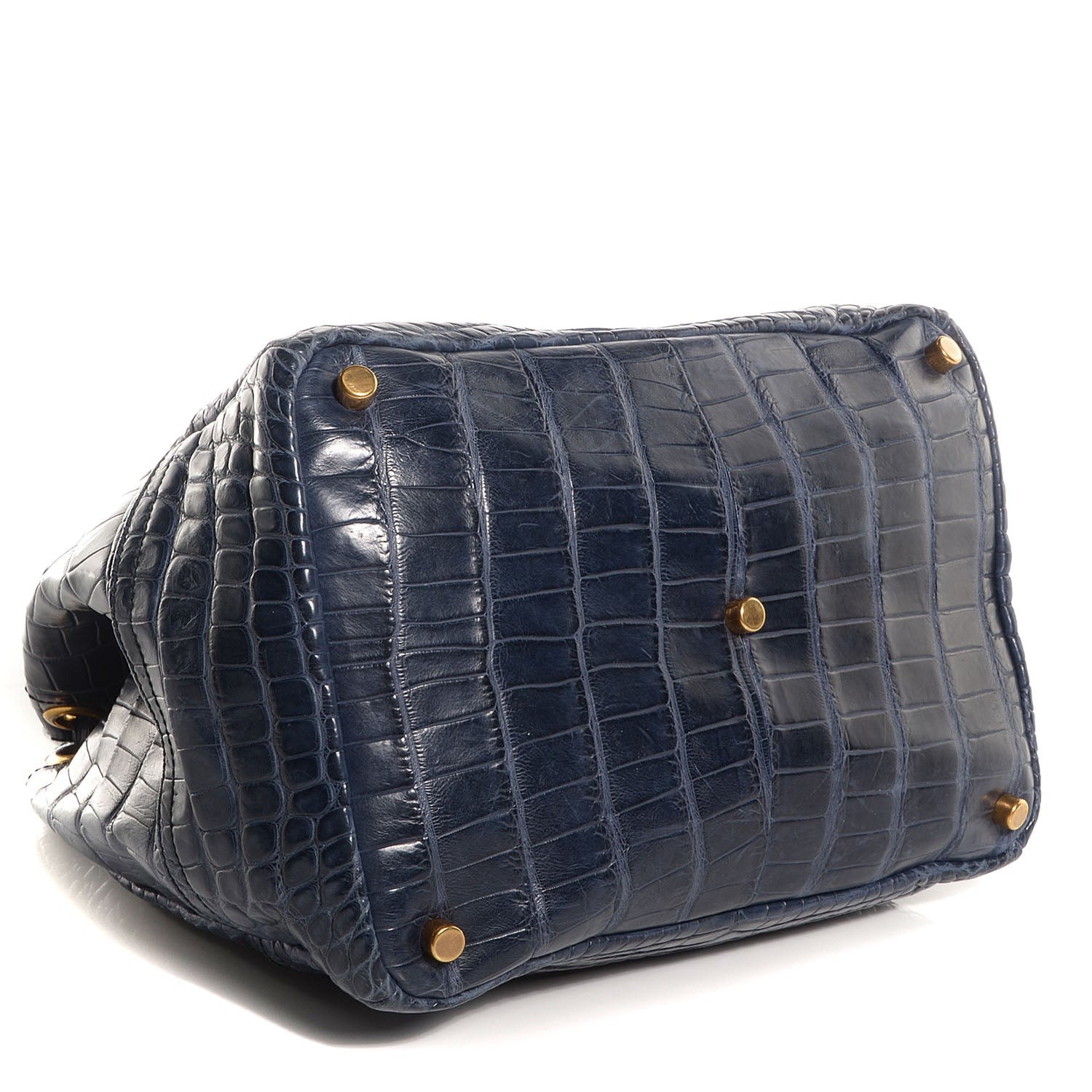 Saint Laurent Alligator Overseas Faubourg Tote Blue 4 of 7