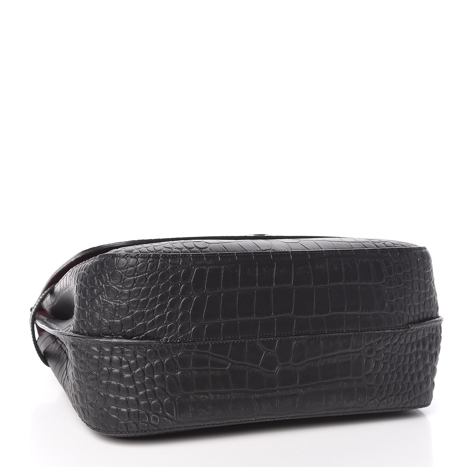 Mulberry Calfskin Crocodile Embossed Amberley Satchel Black 4 of 9