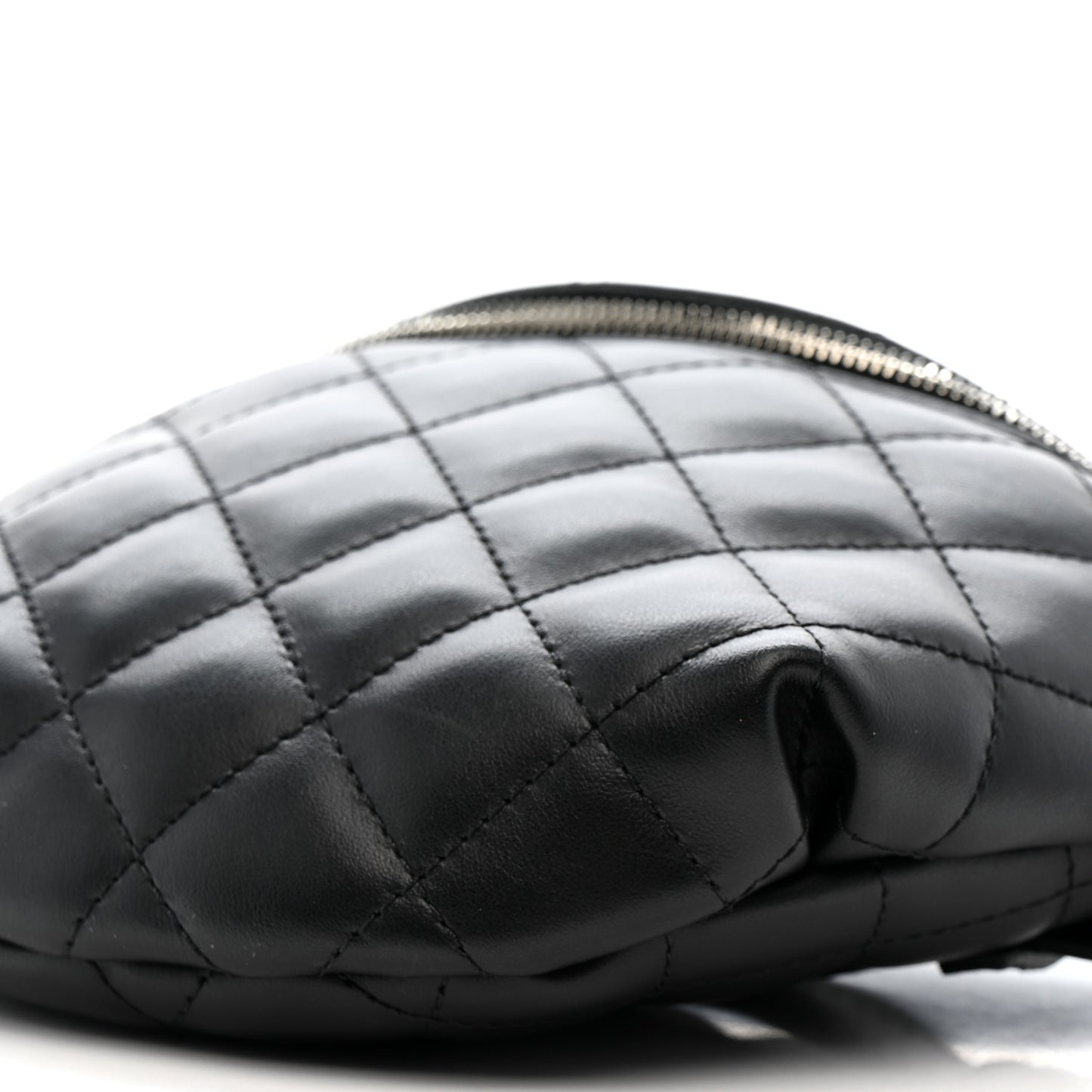 Lambskin Quilted Waist Belt Bag Black