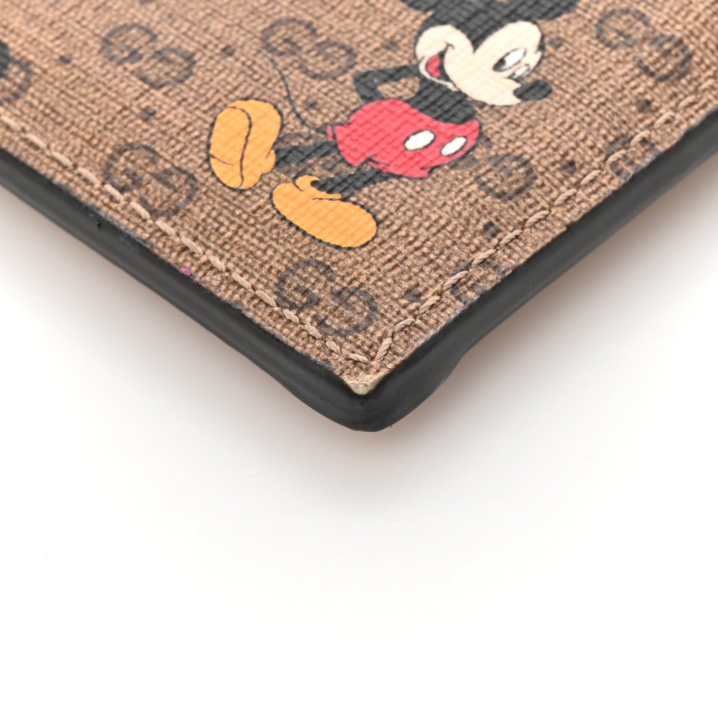 X DISNEY Mini Vintage GG Supreme Monogram Mickey Mouse Card Holder Beige Vintage Sun Oil