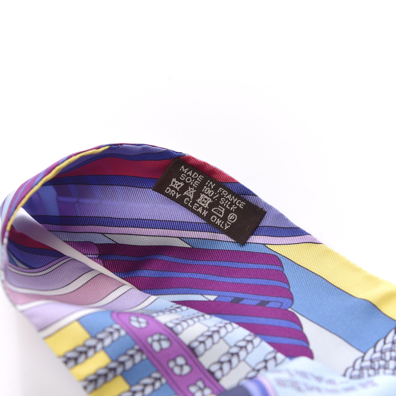 Hermes Silk Sangles En Zigzag Twilly Bleu Mauve Jaune 3 of 5