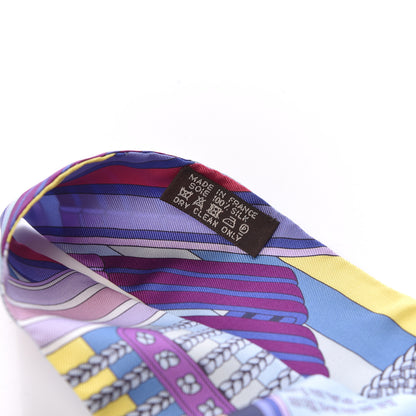 Hermes Silk Sangles En Zigzag Twilly Bleu Mauve Jaune 3 of 5