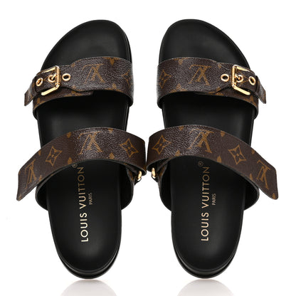 Louis Vuitton Monogram Bom Dia Mule Sandals 39.5 Black 2 of 10