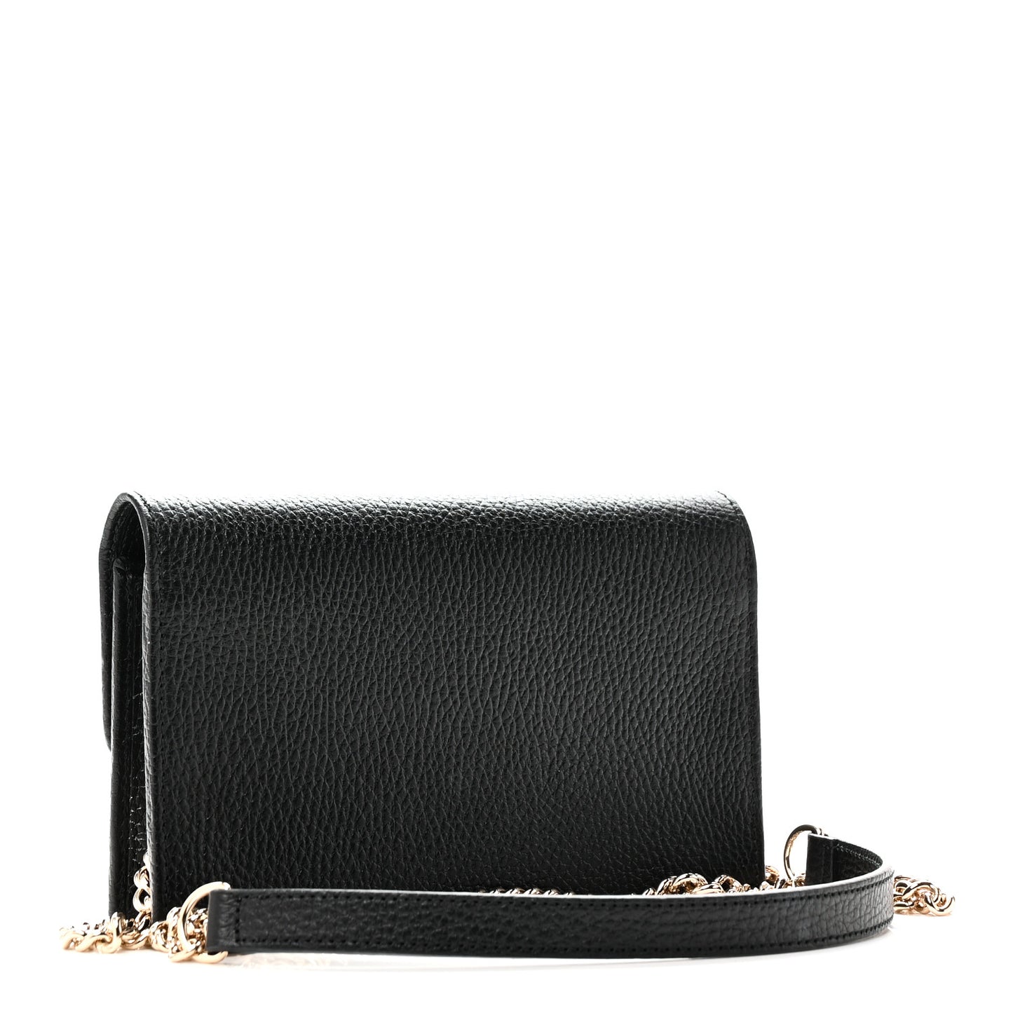 Dollar Calfskin Interlocking G Chain Wallet Black