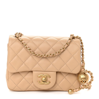 Chanel Lambskin Quilted Mini Pearl Crush Flap Beige 1 of 9