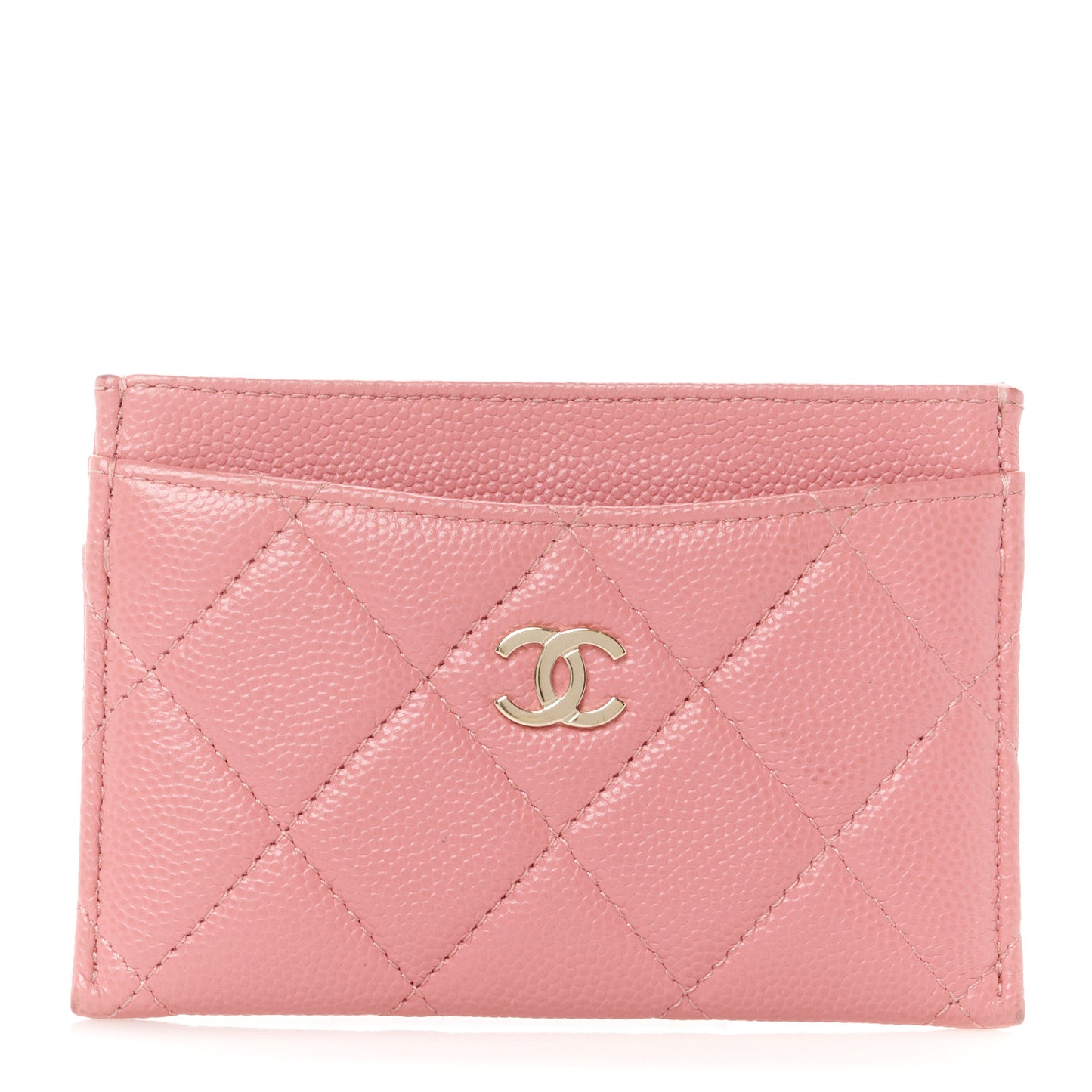 Caviar Quilted Card Holder Pink