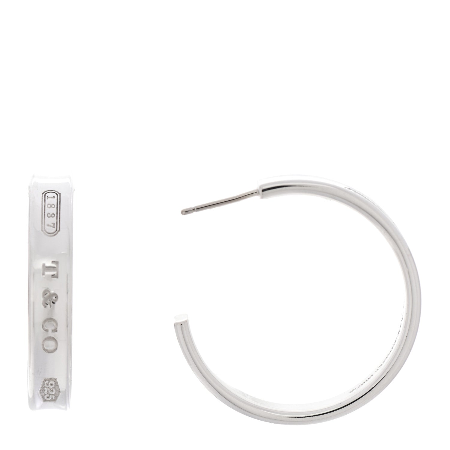 Tiffany Sterling Silver Medium 1837 Hoop Earrings 1 of 6