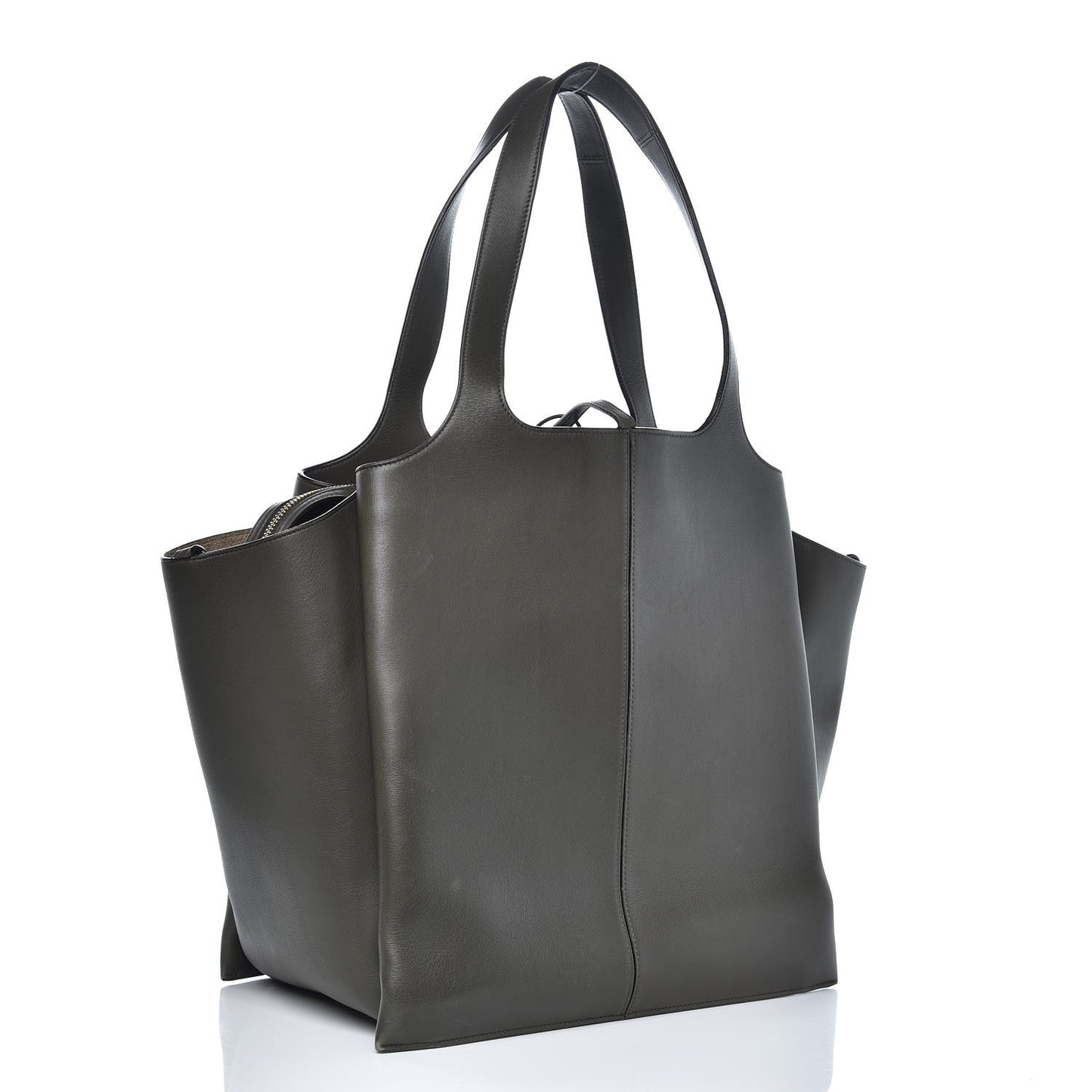 Supple Natural Calfskin Vertical Tri-Fold Bag Stone