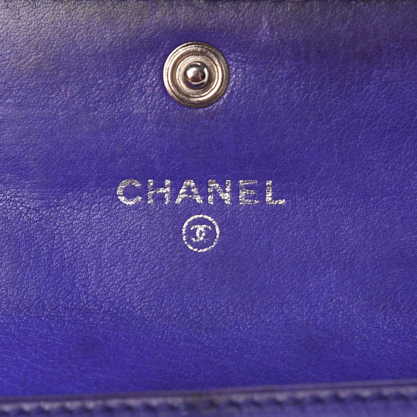 Calfskin Diamond Stitched Card Holder Wallet Purple