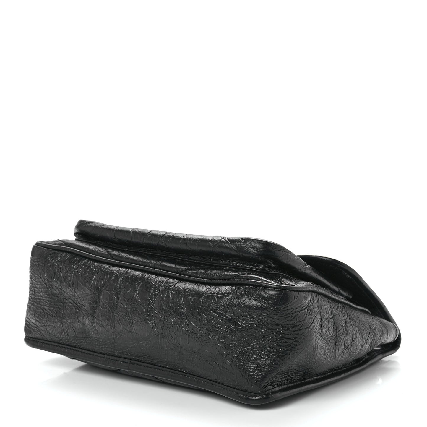 Crinkled Calfskin Matelasse Monogram Medium Niki Chain Satchel Black