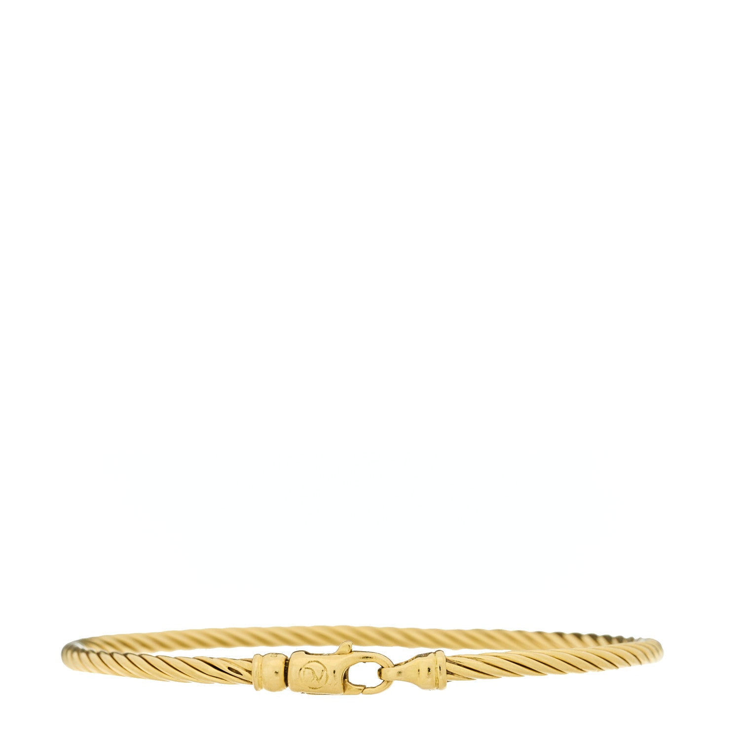 David Yurman 18K Yellow Gold 3mm Cable Bangle Bracelet 2 of 3