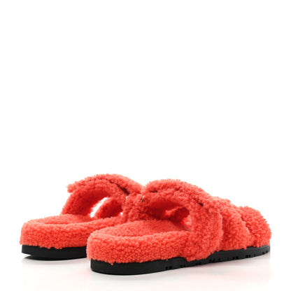 Hermes Woolskin Womens Chypre Sandals 38 Orange 4 of 8