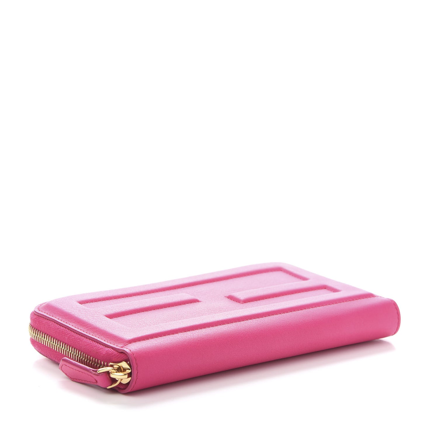 Vitello Flamingo Tube Zip Around Long Wallet Fuchsia