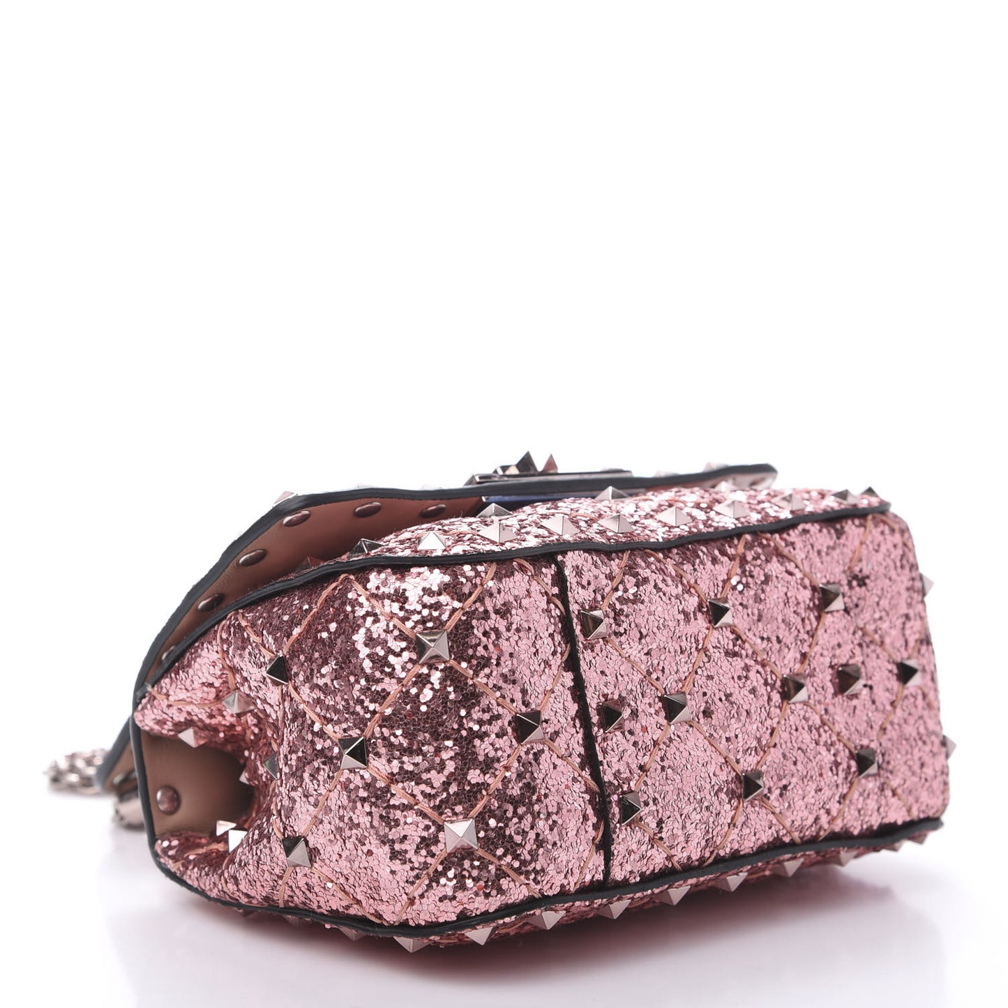 Glitter Micro Rockstud Spike Shoulder Bag Antique Pink
