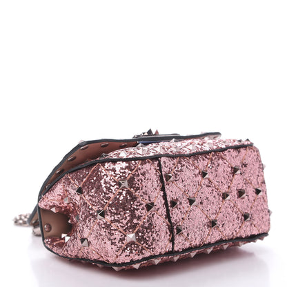 Valentino Garavani Glitter Micro Rockstud Spike Shoulder Bag Antique Pink 4 of 10