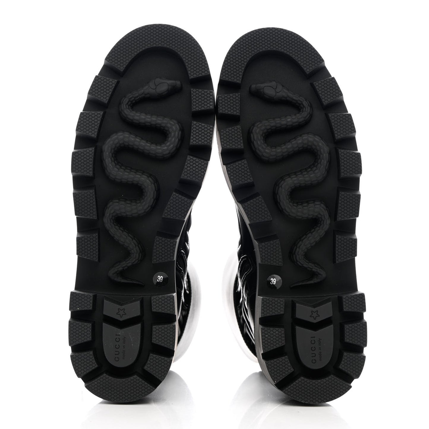 Nappa Frances GG Matelasse Platform Combat Boots 39 Black