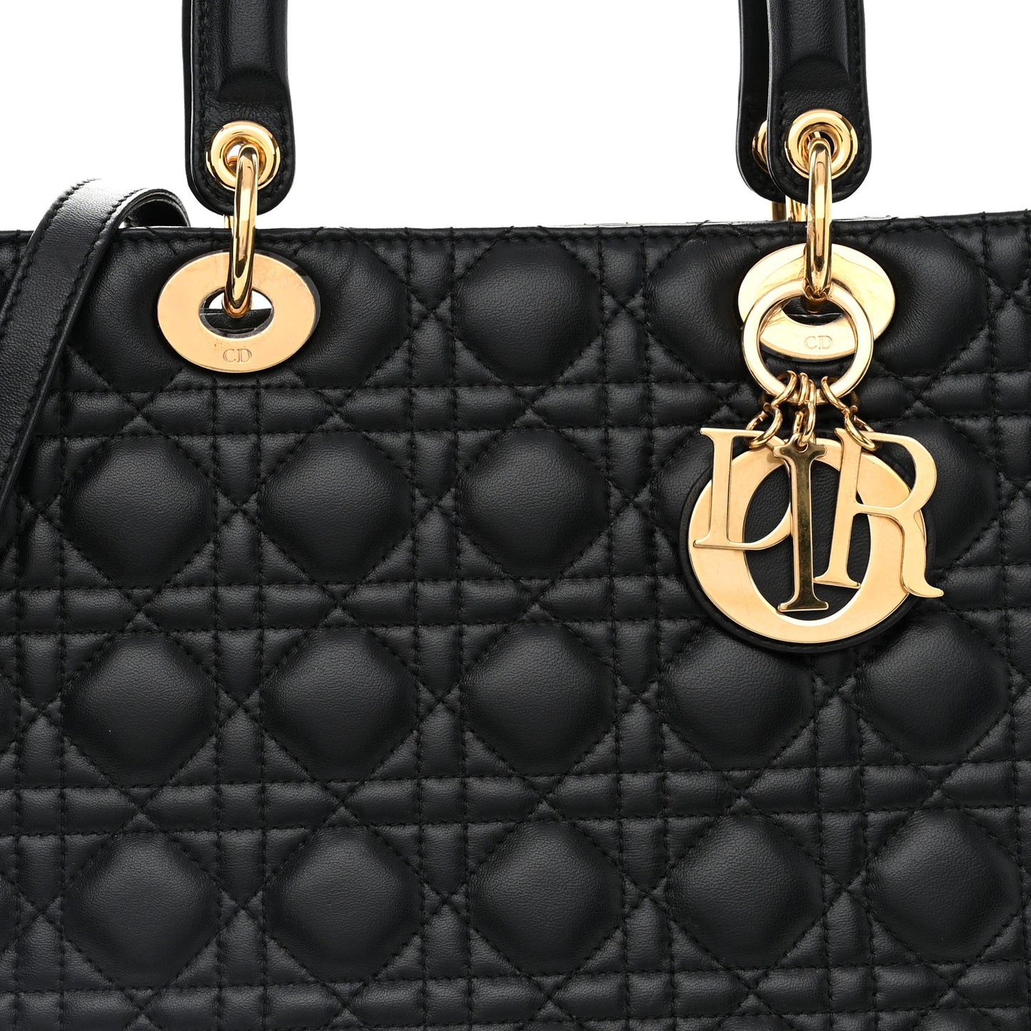 Lambskin Cannage Large Lady Dior Black