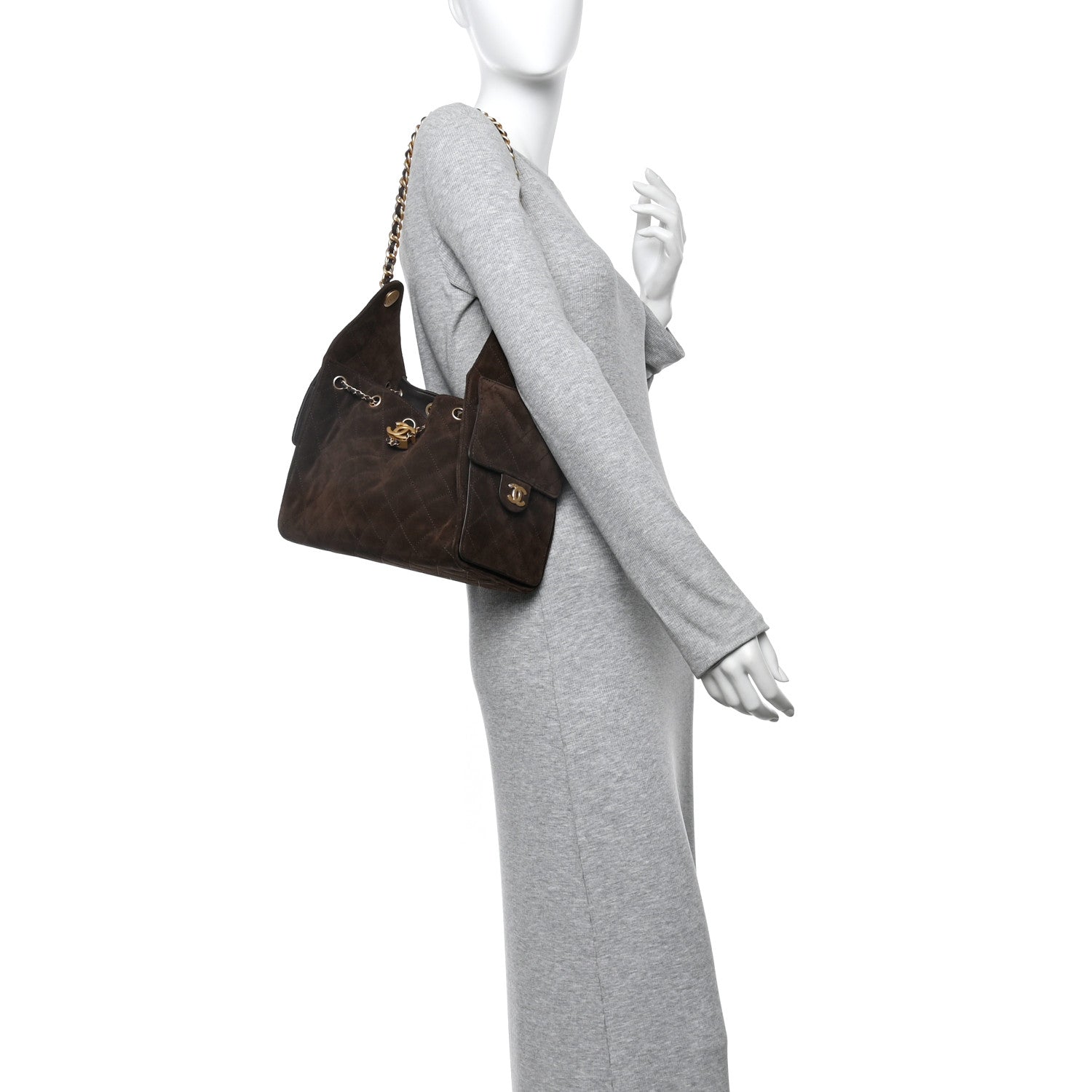 Chanel Suede Quilted Small Chanel 25 Handbag Dark Brown 2 of 10