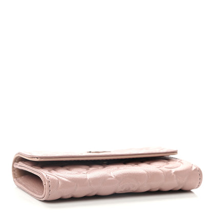 Chanel Goatskin Camellia Embossed Card Holder Wallet Light Pink 4 of 9