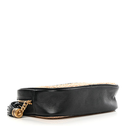 Saint Laurent Raffia Canvas Monogram Mini Lou Camera Bag Beige Black 4 of 12