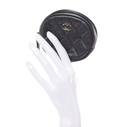 Chanel Iridescent Caviar Quilted Zip Around Classic Coin Purse Black 2 of 8