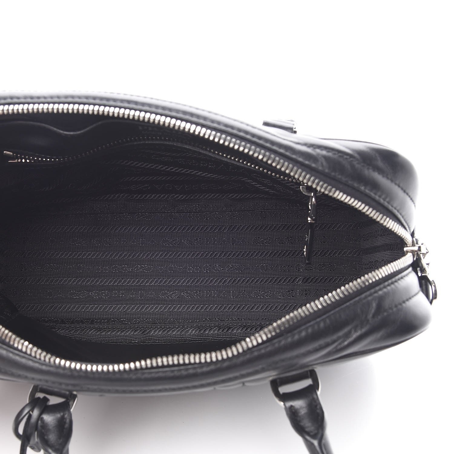 Prada Soft Calfskin Impunture Diagramme Top Handle Crossbody Bag Black 5 of 11