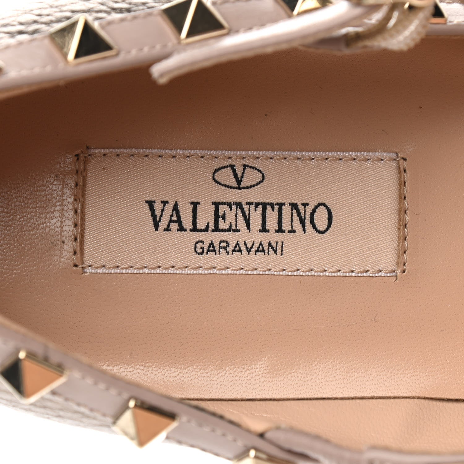Valentino Garavani Metallic Pebbled Calfskin Rockstud Cage Ballerina Flats 37.5 Sasso Poudre 7 of 7