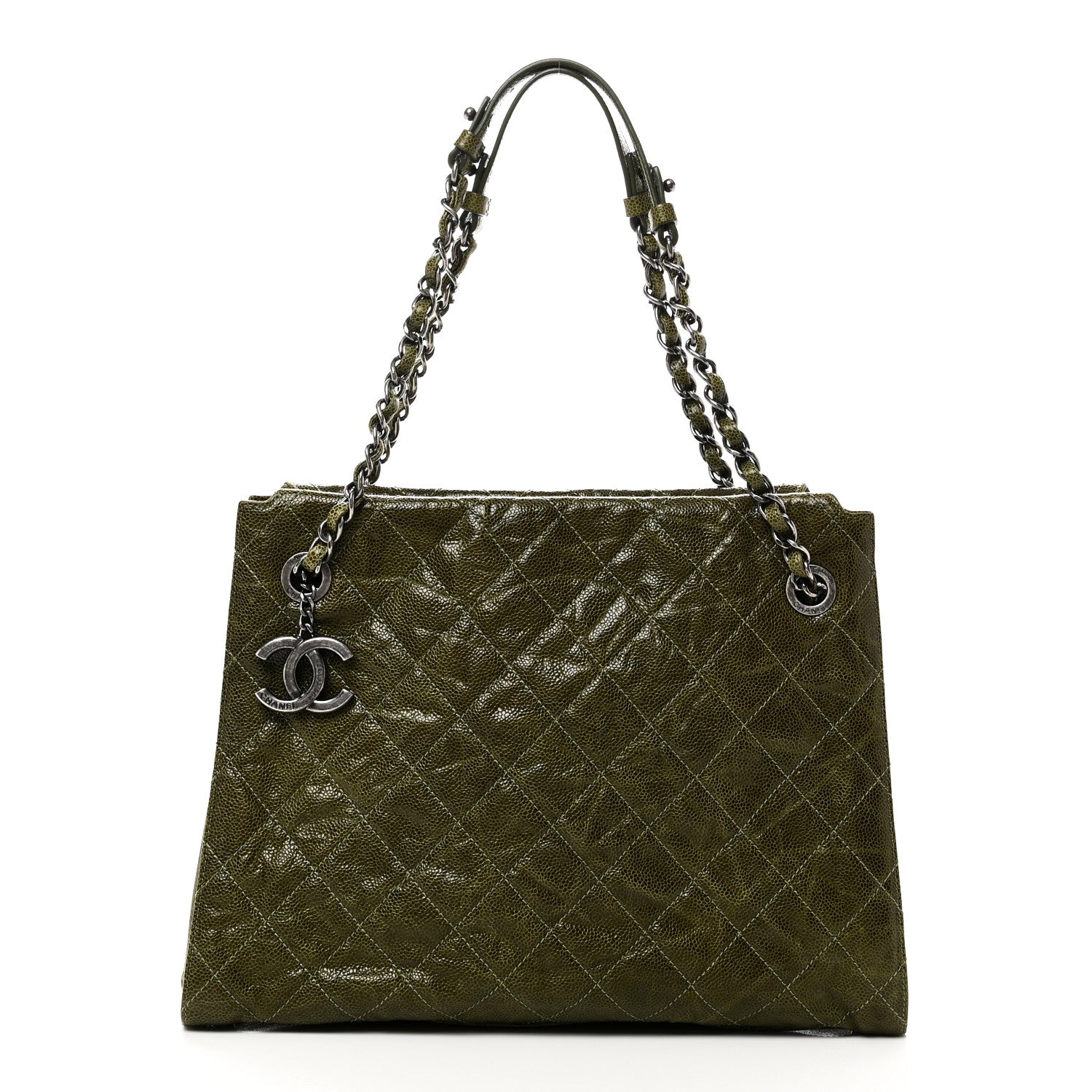 Chanel Glazed Caviar Quilted Tote Green 1 of 10