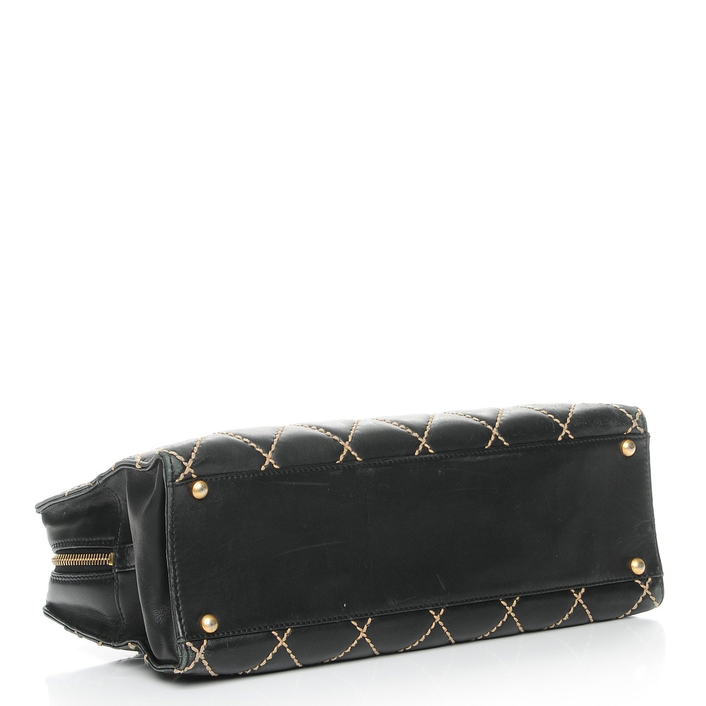 Calfskin Contrast Stitch Surpique Bowler Black