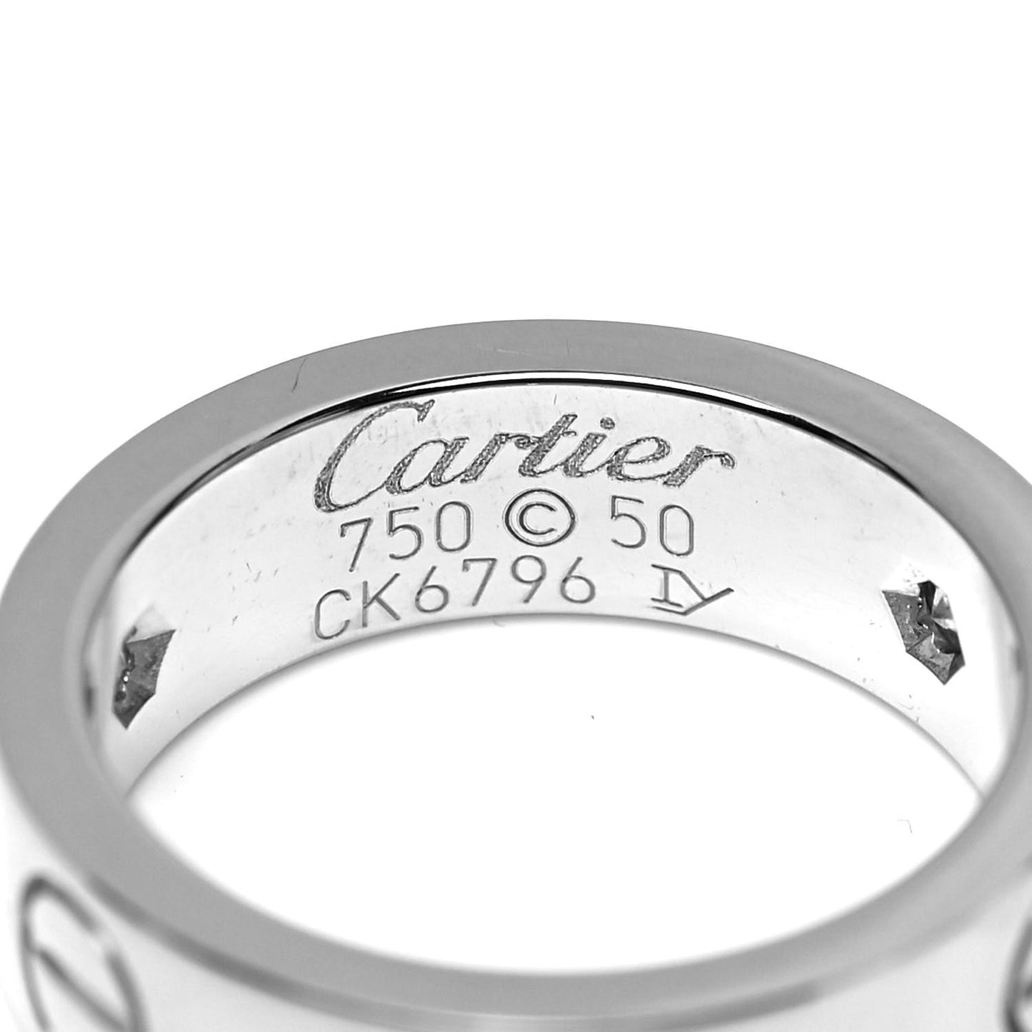 18K White Gold 3 Diamond 5.5mm LOVE Ring 50 5.25