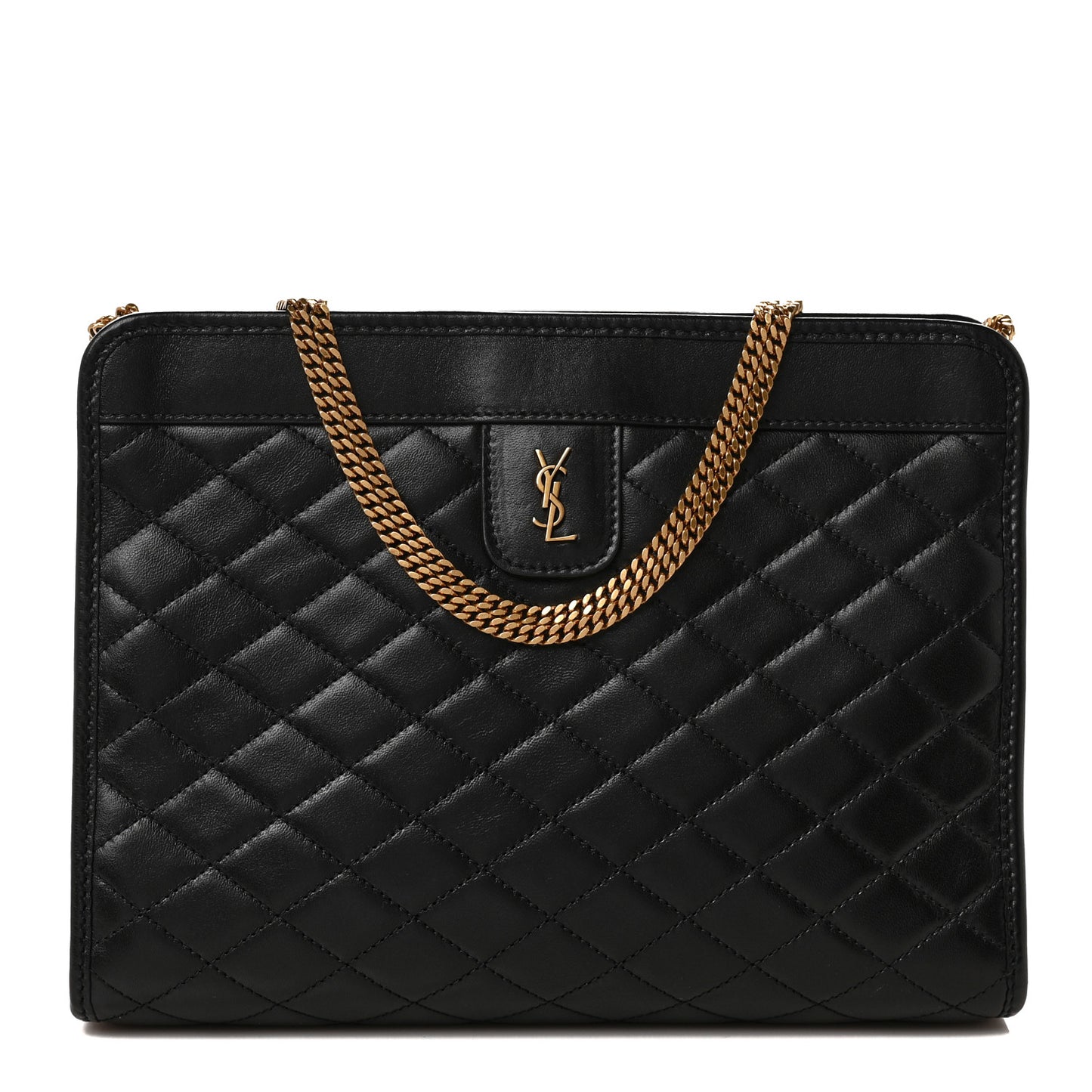 Lambskin Quilted Monogram Baby Victoire Chain Clutch Bag Black
