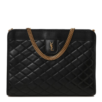 Saint Laurent Lambskin Quilted Monogram Baby Victoire Chain Clutch Bag Black 1 of 8