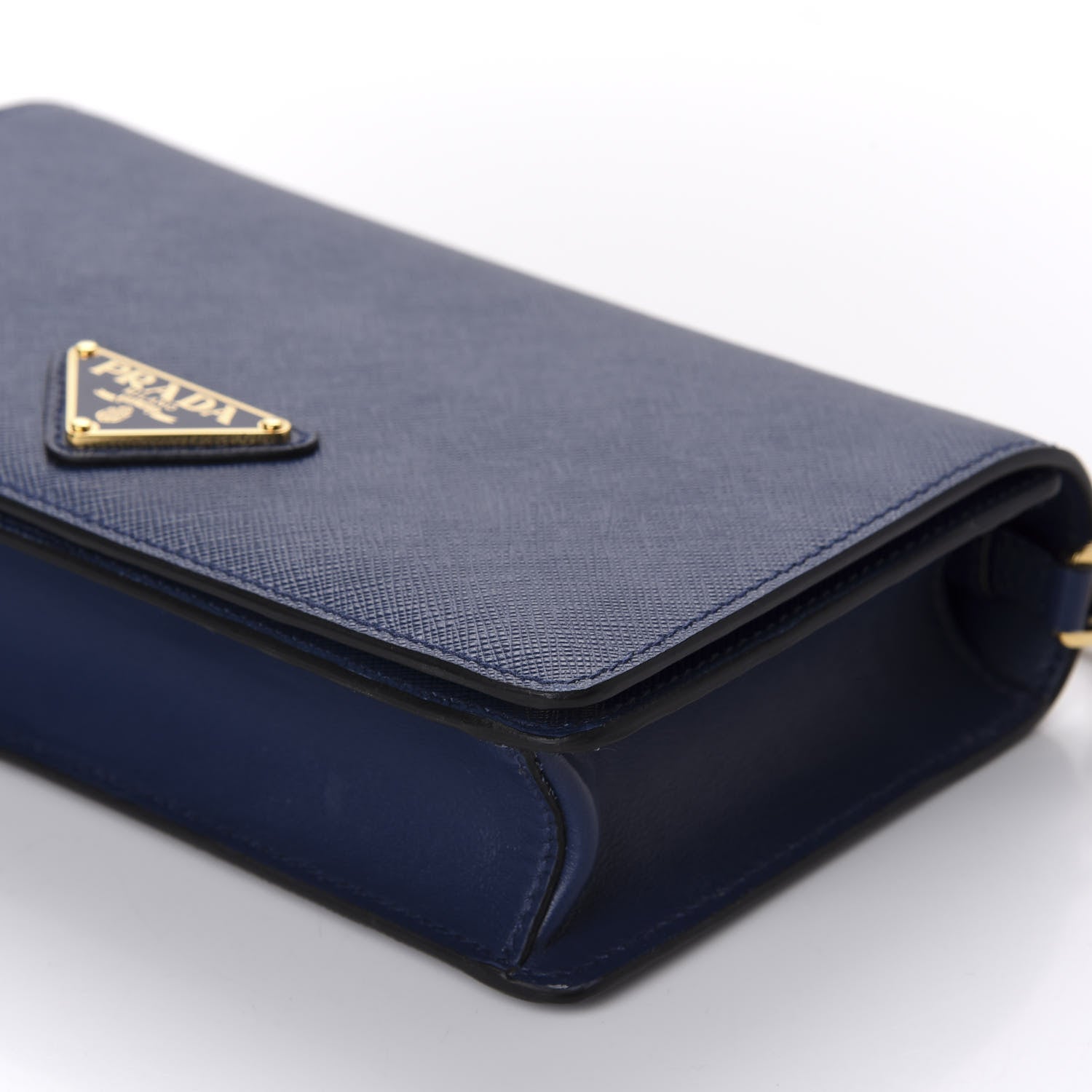 Prada Saffiano Soft Calf Chain Crossbody Bag Bluette 7 of 10