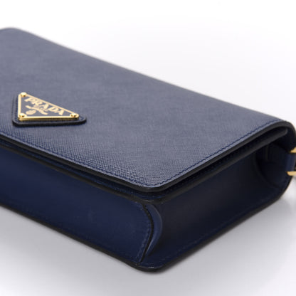 Prada Saffiano Soft Calf Chain Crossbody Bag Bluette 7 of 10