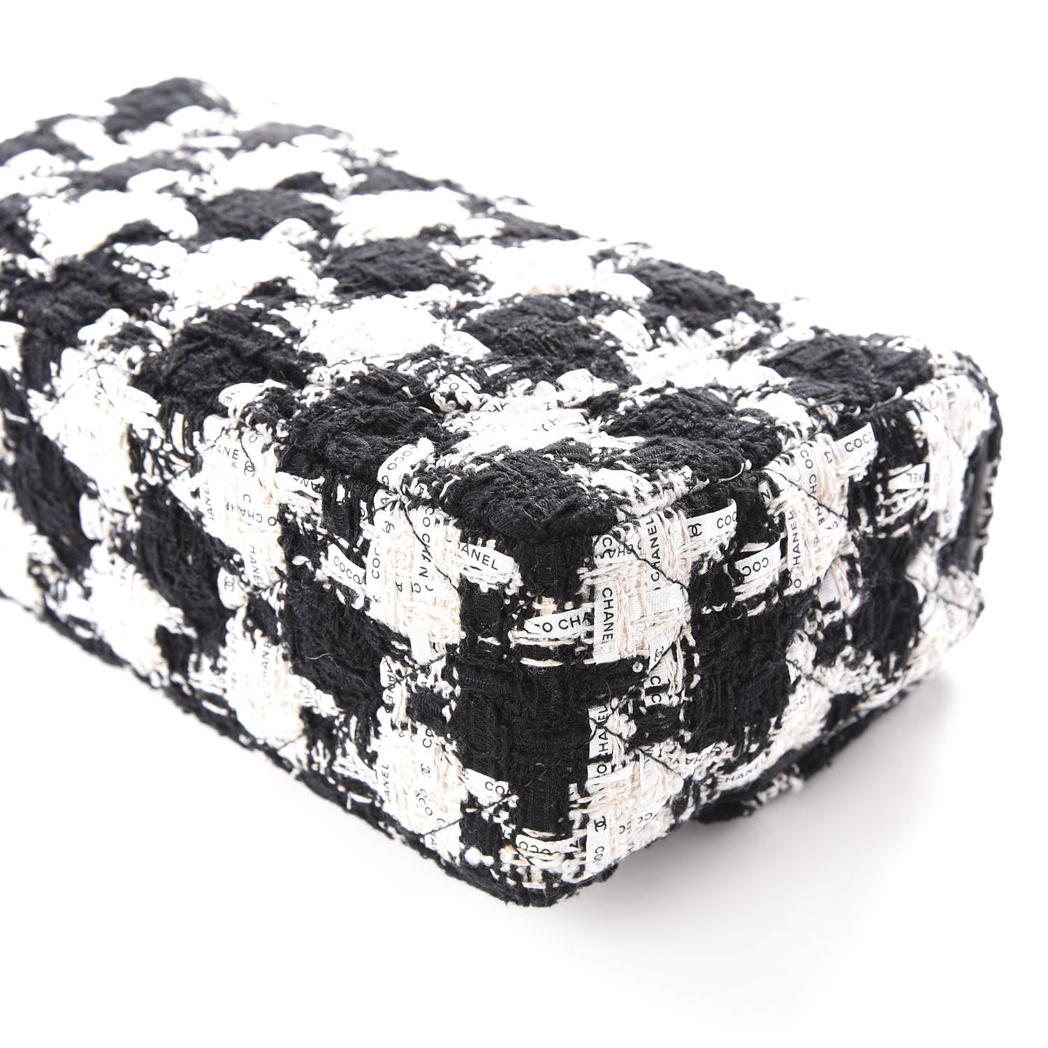 Chanel Tweed Quilted Mini Rectangular Flap Black Ecru White 8 of 12