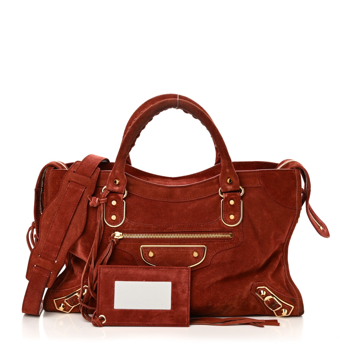 Baby Daim Suede Gold Metallic Edge Hardware City Bois De Rose Fonce