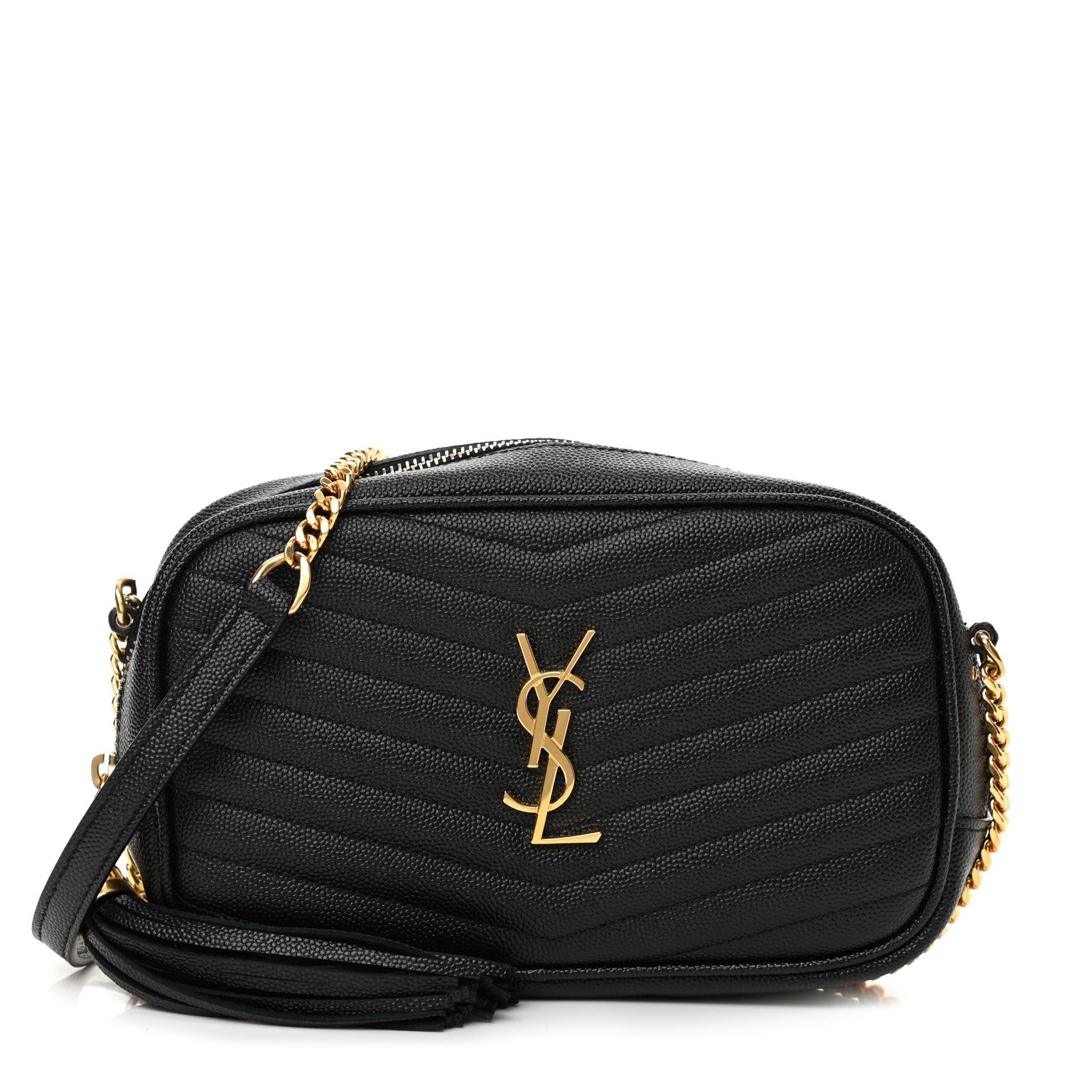 Saint Laurent Grain De Poudre Matelasse Monogram Mini Lou Camera Bag Black 1 of 9