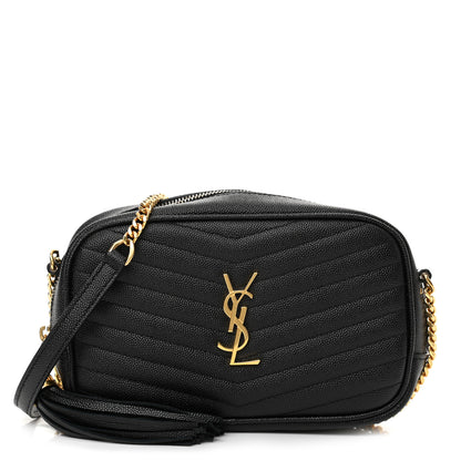 Saint Laurent Grain De Poudre Matelasse Monogram Mini Lou Camera Bag Black 1 of 9
