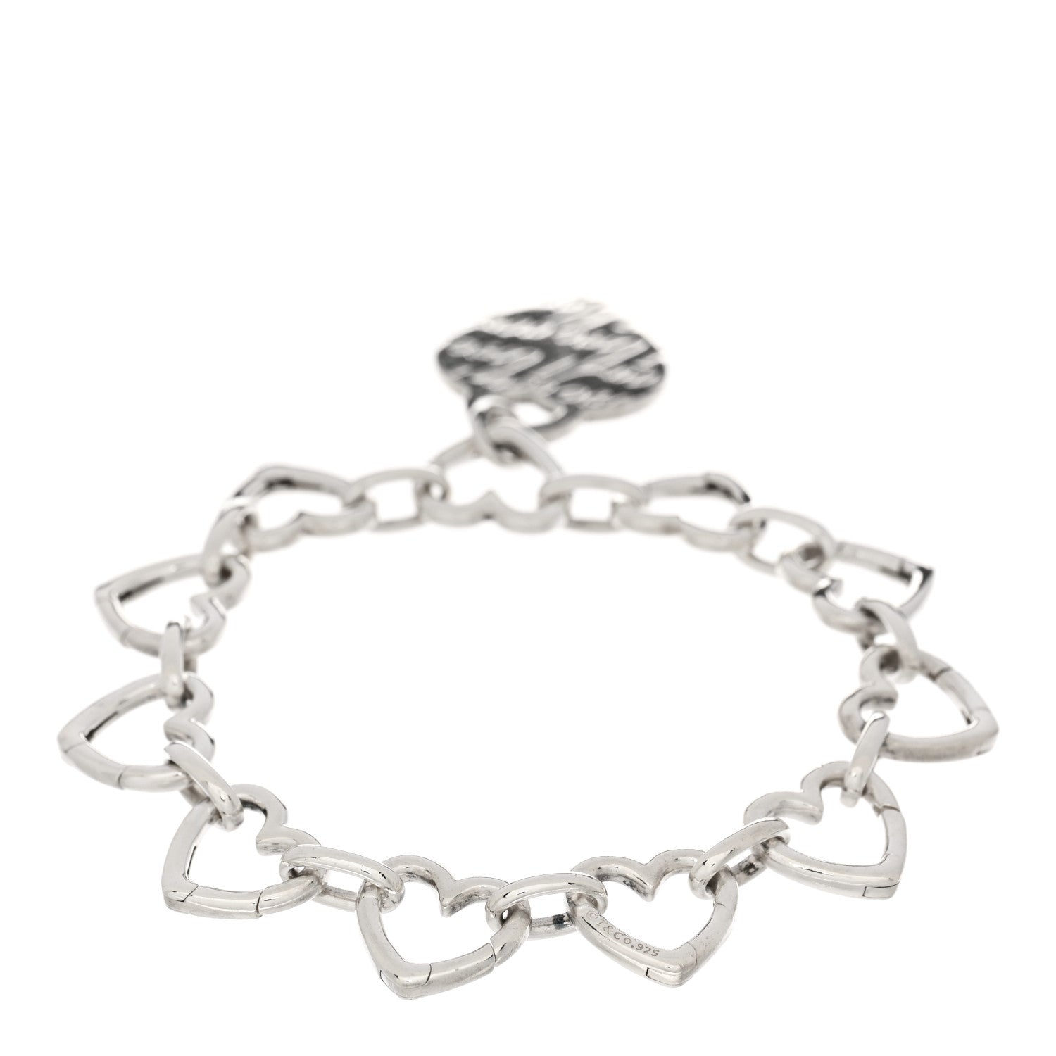 Tiffany Sterling Silver Notes Heart Tag Bracelet 2 of 3