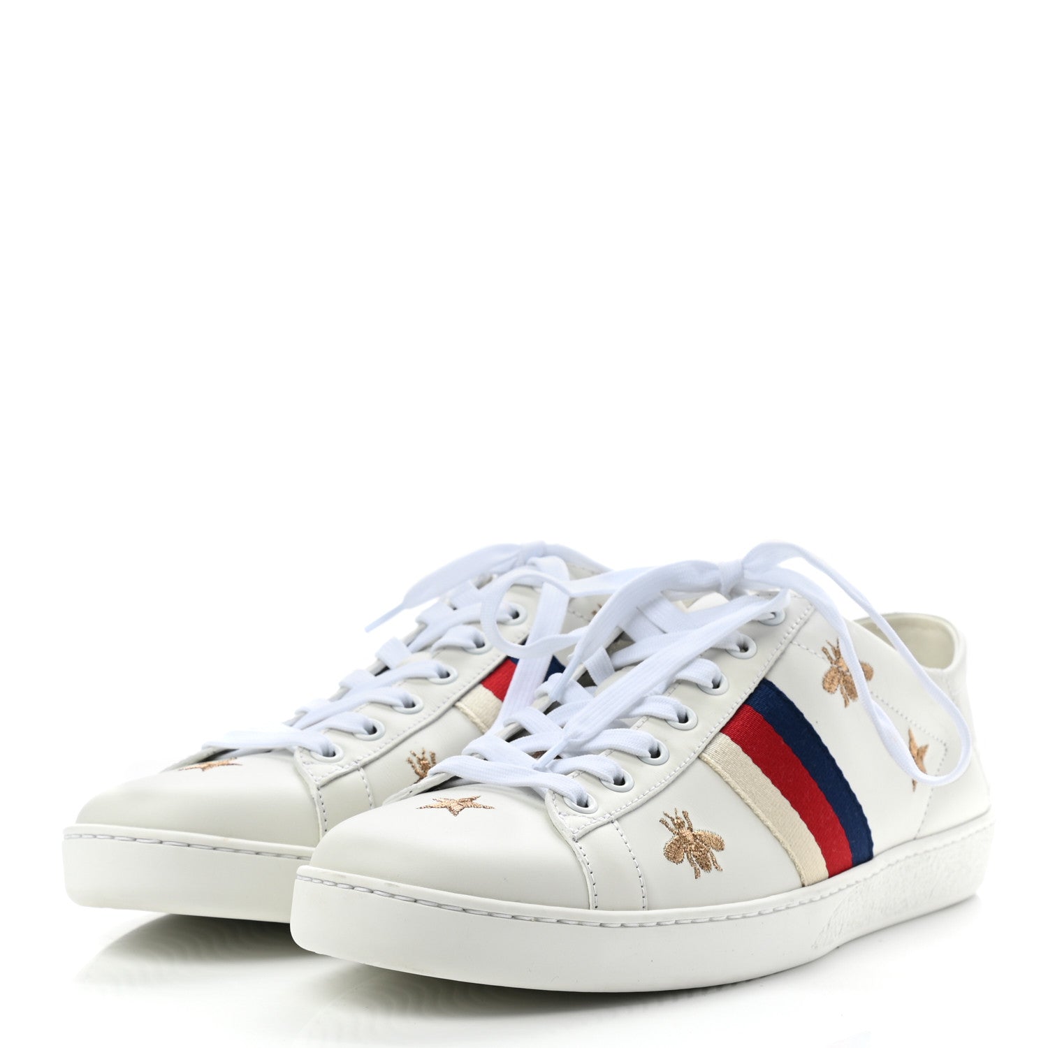 Gucci Calfskin Bee Star Embroidered Sylvie Web Ace Sneakers 40 White 3 of 7