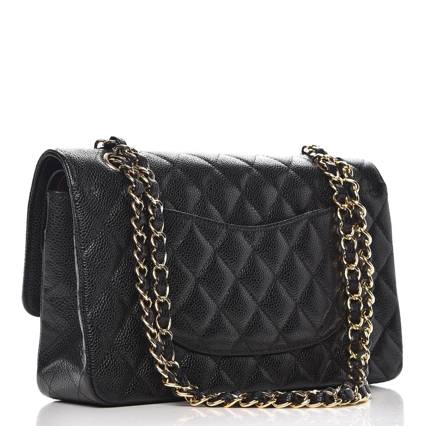 Caviar Quilted Medium Double Flap Black