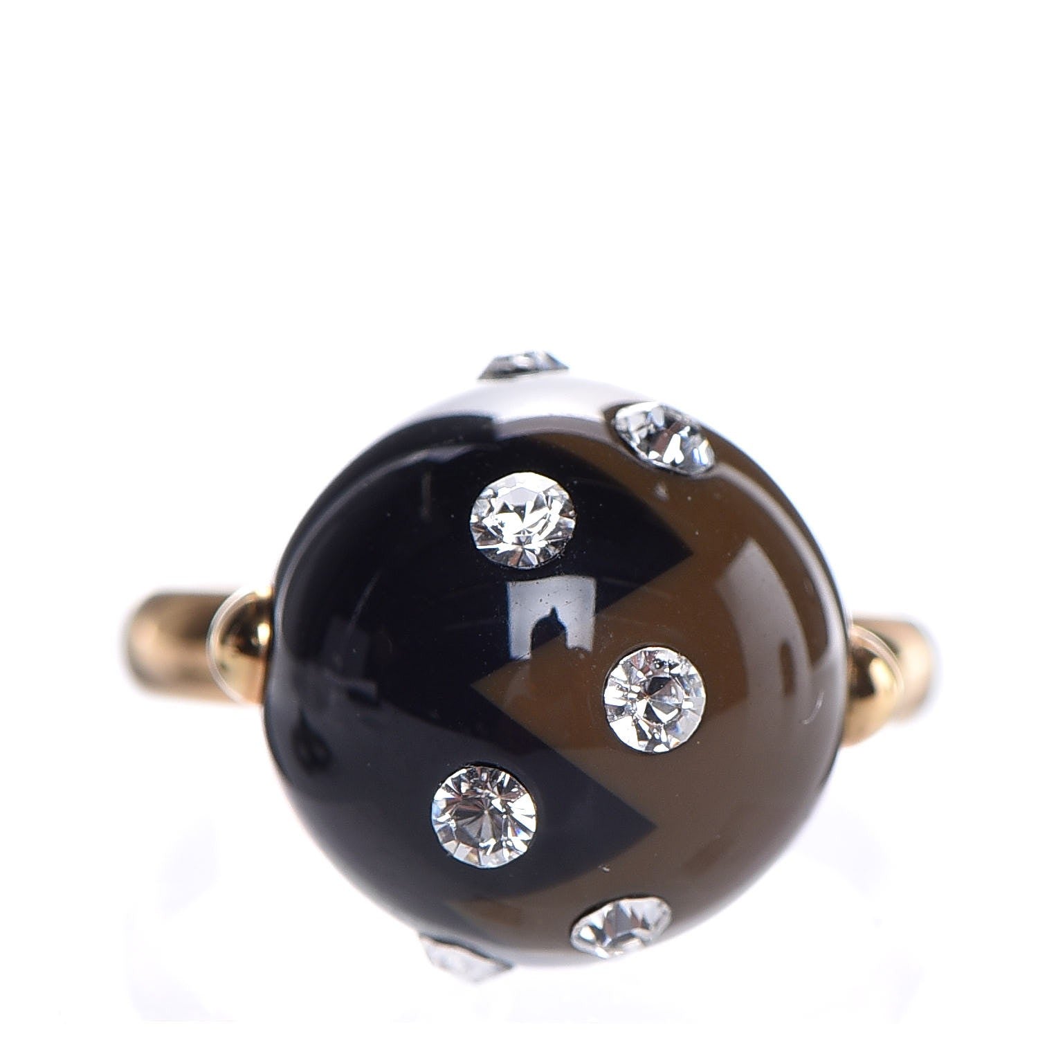 Louis Vuitton Resin Crystal Ball Ring 8 Gold 1 of 4