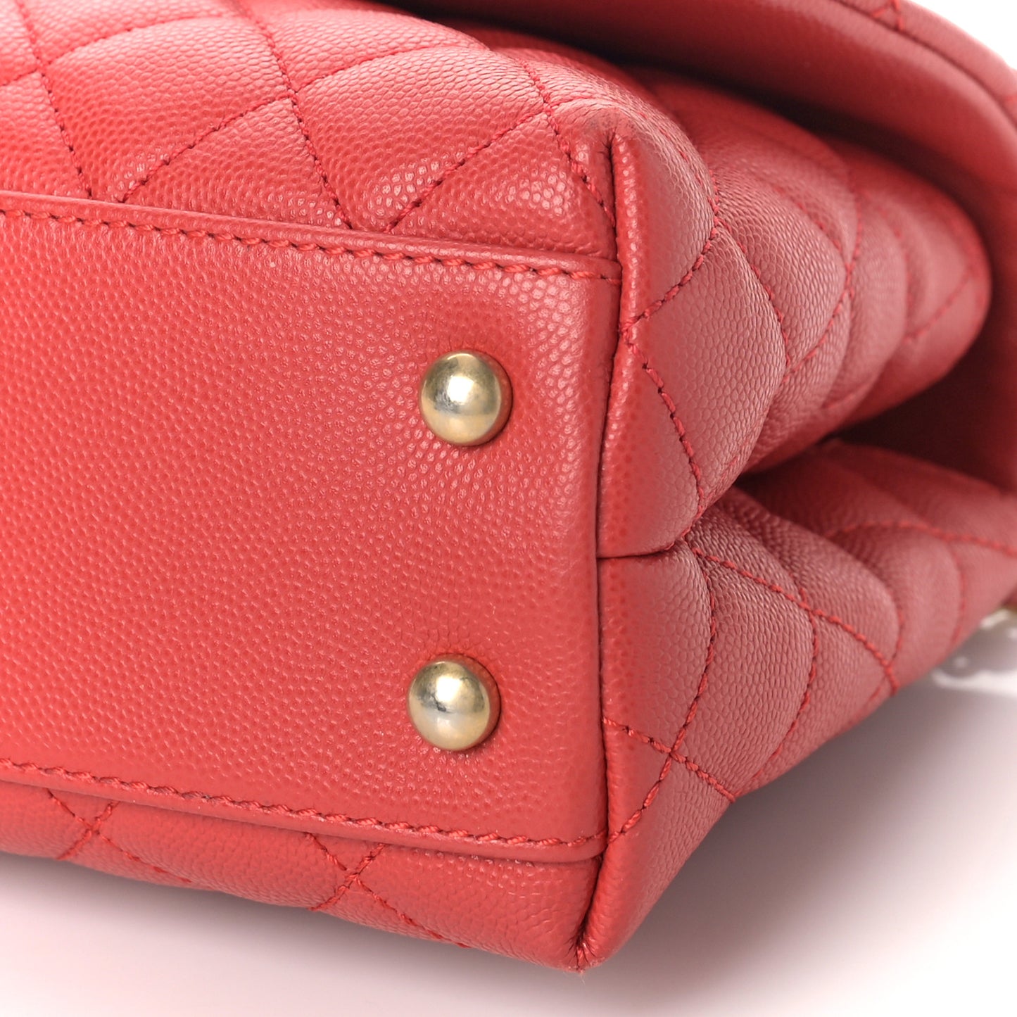 Caviar Quilted Mini Coco Handle Flap Red