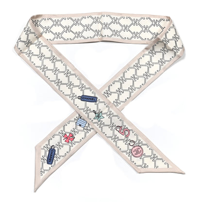 Chanel Silk CC Slim Bandeau Scarf Ecru Multicolor 1 of 3