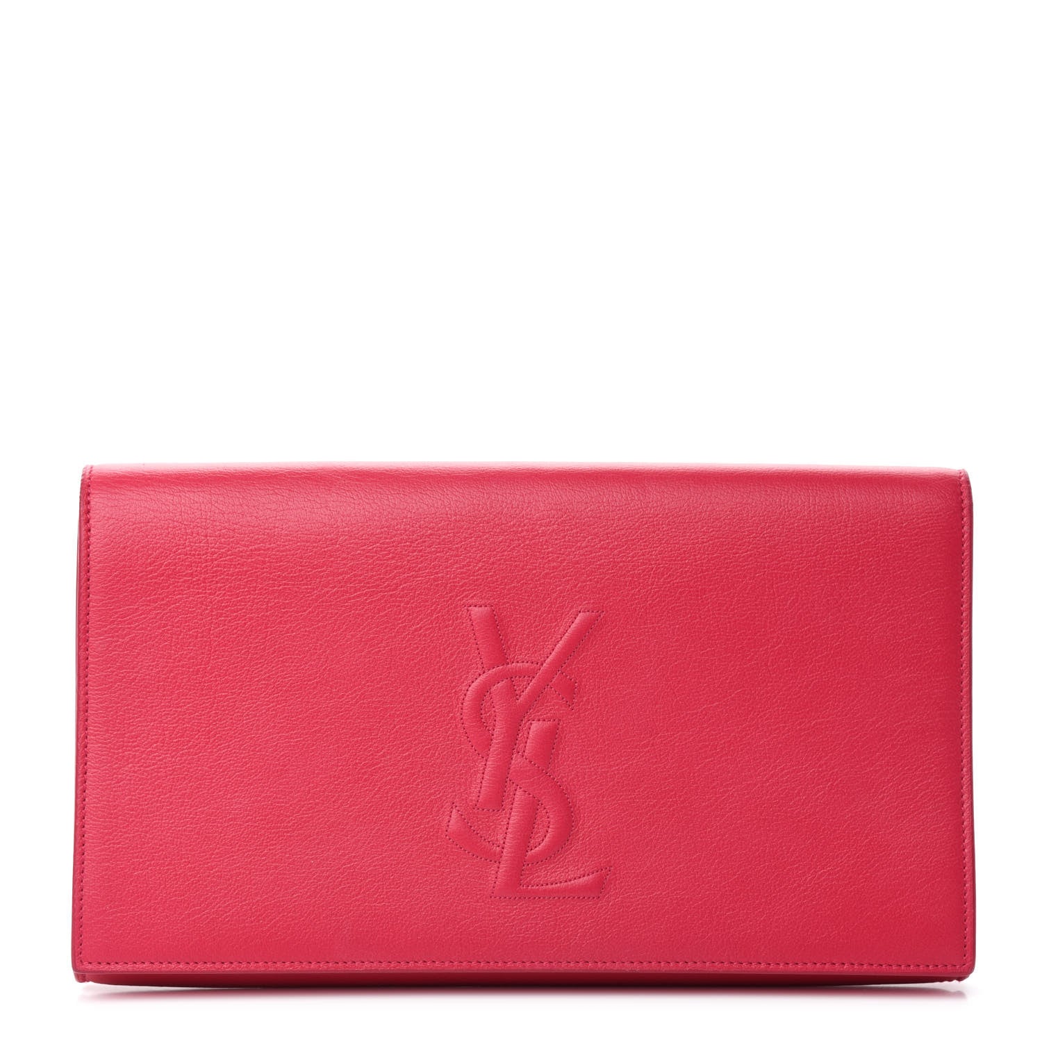 Saint Laurent Calfskin Monogram Large Belle De Jour Clutch Lipstick Fuchsia 1 of 8