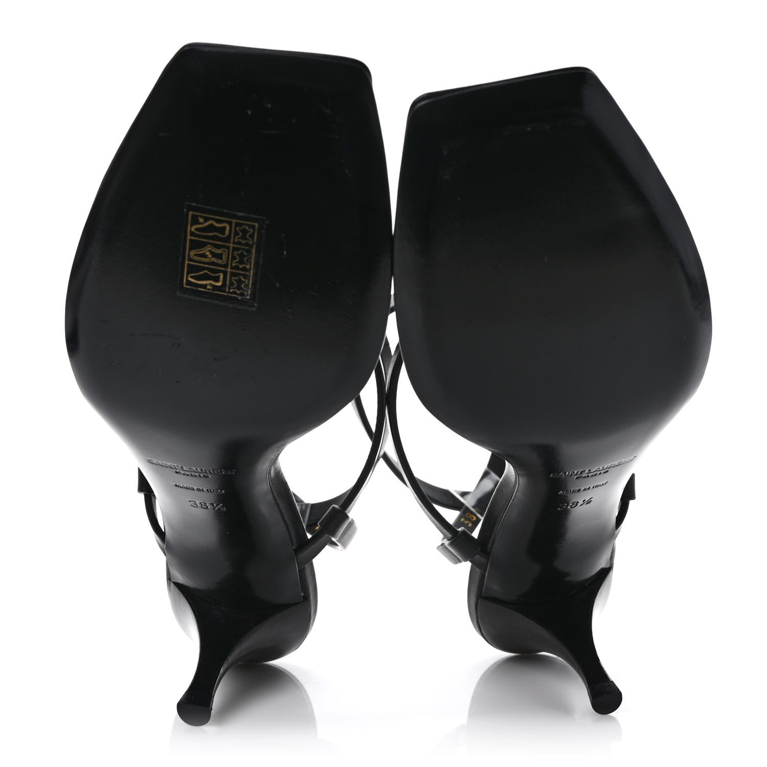 Saint Laurent Calfskin Cassandra 60 Ankle Strap Sandals 38.5 Black 5 of 9