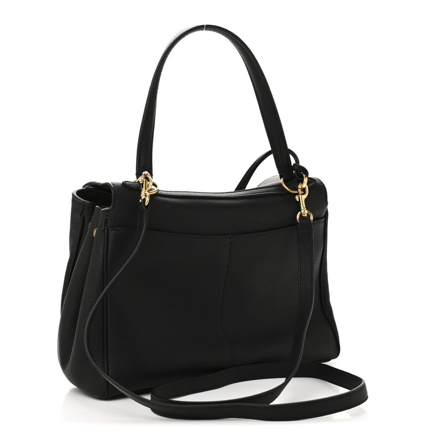 Grained Calfskin Small Rodeo Top Handle Handbag Black