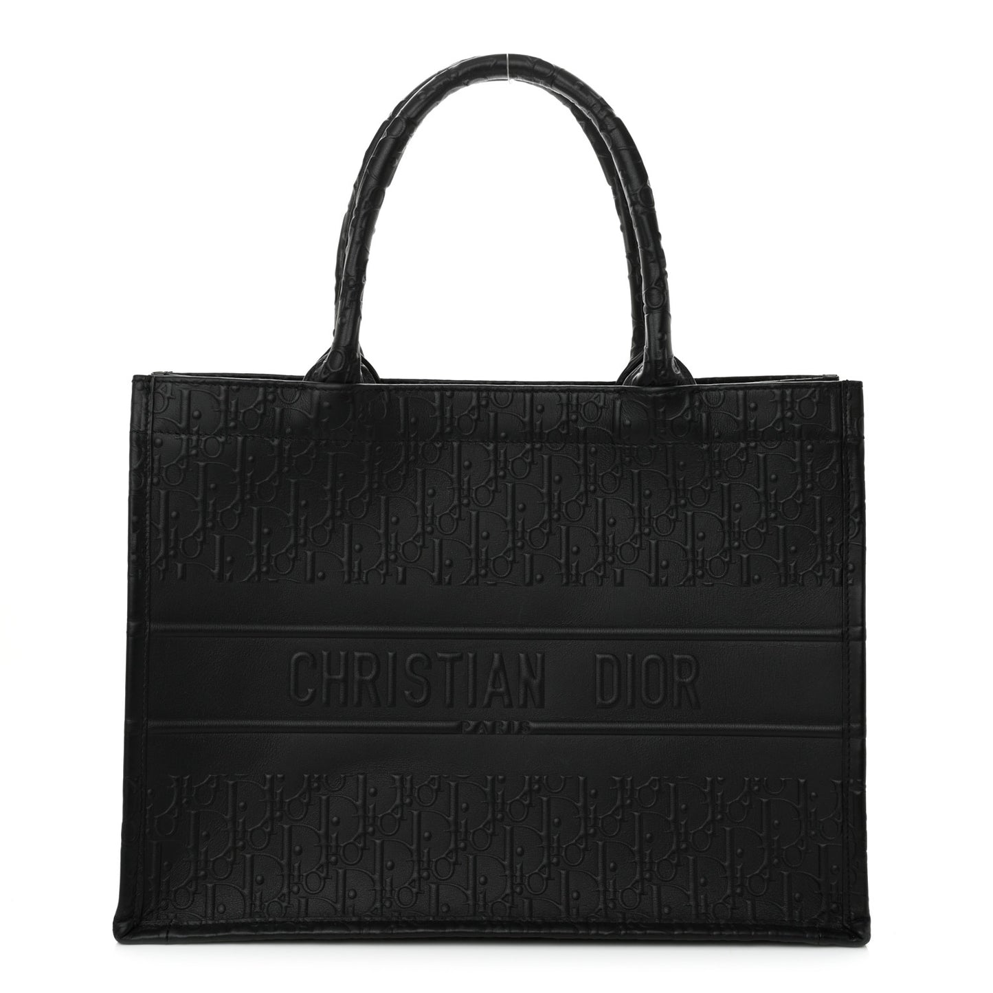 Oblique Calfskin Embossed Medium Book Tote Black